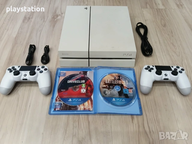 🤍 PS4 БЯЛ Лимитиран – 180 € (ПЪЛЕН КОМПЛЕКТ!)