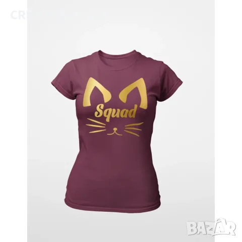 Дамска тениска с щампа - Squad meow, снимка 4 - Тениски - 55590949