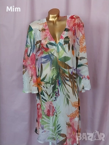 XL/2XL Прозрачна рокля / парео / на цветя, снимка 5 - Рокли - 54446501