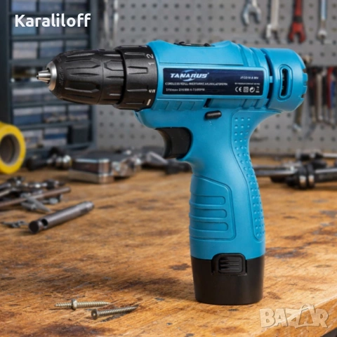 Комплект безжичен винтоверт с Led осветление, батерия и куфар - всичко под ръка, снимка 3 - Винтоверти - 54001829