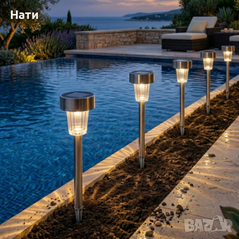 Комплект от 5 броя Led соларни лампи - автоматично включване без разход за електроенергия, снимка 5 - Соларни лампи - 54027462