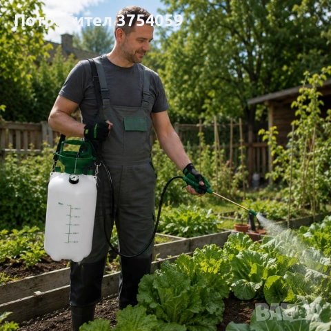 Пръскачка под налягане 5L Living & Garden – Месингов накрайник, манометър и презрамка за носене, снимка 3 - Градинска техника - 55147194