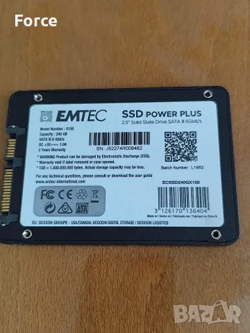 Памет - SSD EMTEC 240, снимка 2 - Кабели и адаптери - 55363878