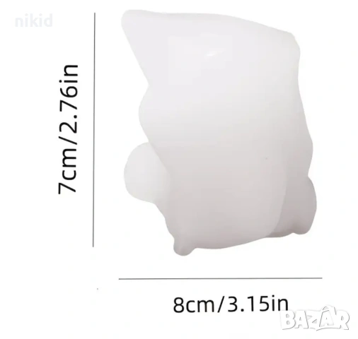 3d Заек зайче с кацнала пеперуда на носле средно силиконов молд форма фондан шоколад гипс свещ декор, снимка 3 - Форми - 54197895