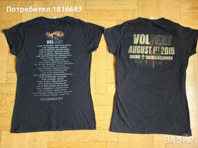 2 оригинални дамски тениски VOLBEAT S/M , снимка 5 - Тениски - 55009269