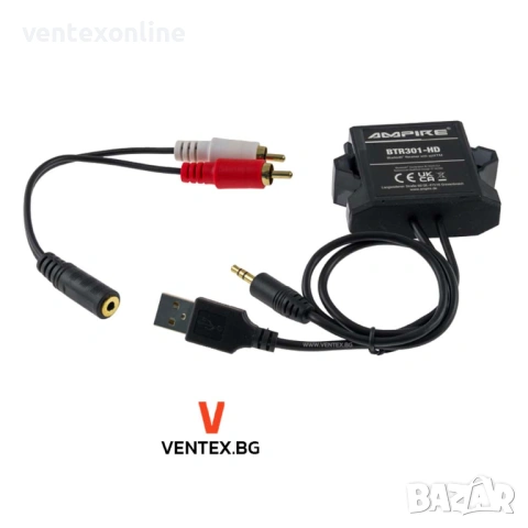 AMPIRE BTR301-HD Bluetooth приемник за кола към AUX (3.5mm) и aptX HD, снимка 3 - Части - 54039392
