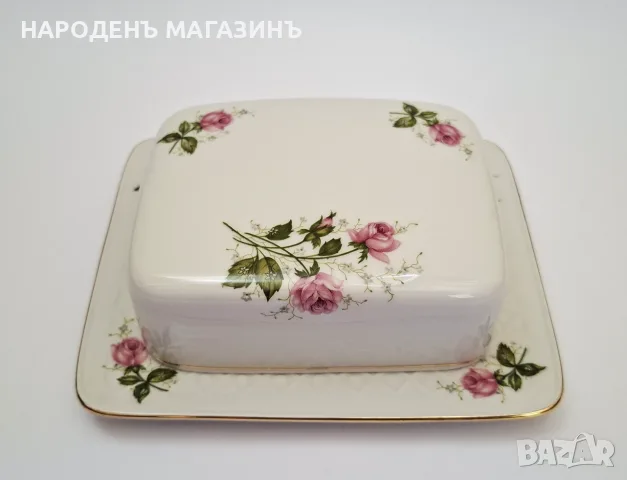 SELTMANN WEIDEN – Немски порцелан Съд за масло и сирена кутия порцеланова чиния цветя рози , снимка 2 - Други ценни предмети - 55530903