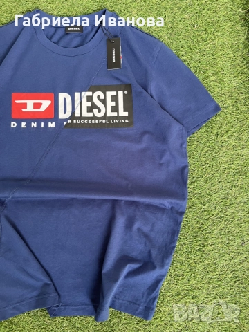 Синя мъжка тениска Diesel T-Diego Division | 100% памук | Размер L, снимка 3 - Тениски - 55509130
