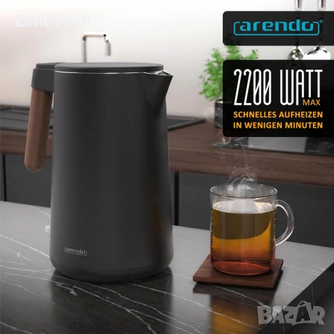 Електрическа кана Arendo 1.5L – неръждаема стомана, 2200W, снимка 3 - Кани - 54884501