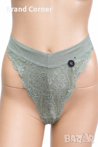 Hunkemöller дантелено долнище XL в цвят светъл мента/сиво-зелено