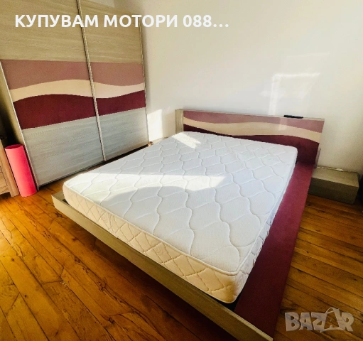 Спалня с Матрак Нани и Подматрачна Рамка и Гардероб и 2 бр Шкафчета 