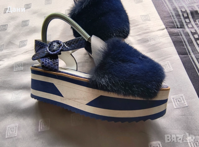 Сини екзотични кожени сандали DOLCE&GABBANA, снимка 12 - Сандали - 53963413