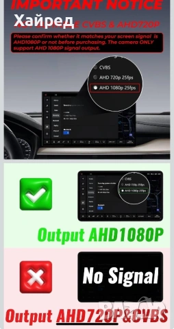 AHD 1080P камера за задно виждане за кола, снимка 2 - Аксесоари и консумативи - 54017090