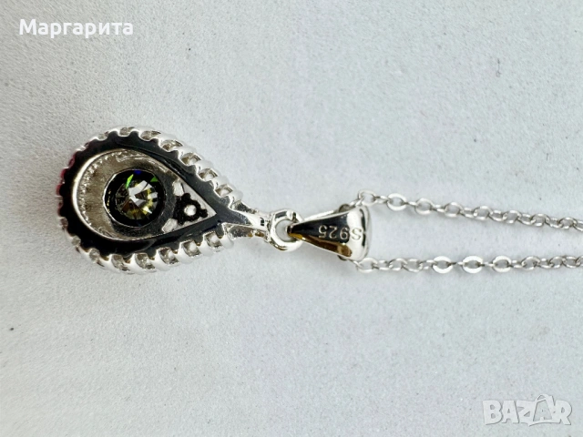 Сребърно колие с мойсанит (диамант) 1 карат, снимка 8 - Колиета, медальони, синджири - 54241145