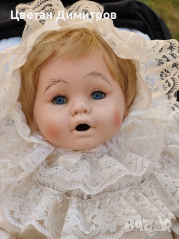 АНТИКВАРА дървена количка комплект с порцеланова кукла , снимка 8 - Антикварни и старинни предмети - 54195587