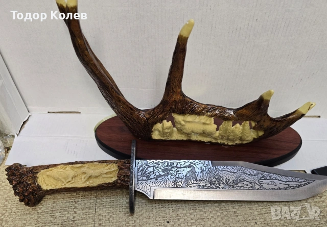 Ловджийски нож настолен сувенир , снимка 3 - Антикварни и старинни предмети - 55240988