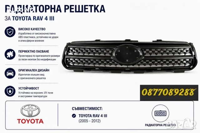 НОВА Радиаторна решетка за Toyota Rav 4 III решетка броня тойота рав 4