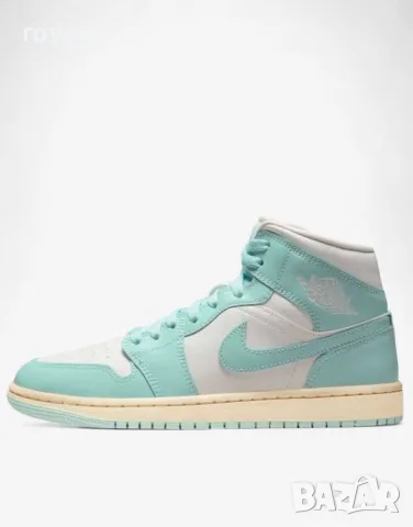 NIKE Air Jordan 1 Mid Shoes White/Blue Нови Дамски Маратонки , снимка 2 - Маратонки - 55316115