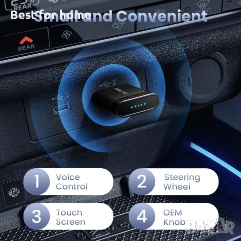 Мини безжичен CarPlay адаптер за iPhone, 2 в 1 CarPlay и Android Auto адаптер, кабелен към безжичен, снимка 7 - Аксесоари и консумативи - 55603459