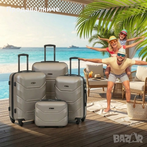 Комплект луксозни куфари 4 в 1 – ABS твърд корпус, кодирана ключалка и 4 двойни колела, снимка 2 - Куфари - 54248157