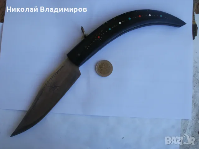 Сойка български голям 34 см. стар от рог джобен нож Габрово ножче, снимка 3 - Ножове - 55337254