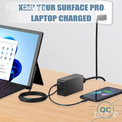 65W зарядно за Microsoft Surface Pro Laptop Go Book с USB порт, снимка 2 - Друга електроника - 54187582