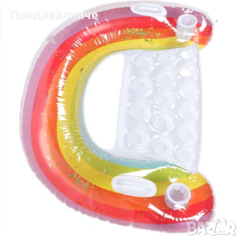 Надуваем матрак дъга 115x70 см с поставки за чаши – стилен и удобен за басейн и летен релакс, снимка 5 - Други стоки за дома - 54218376