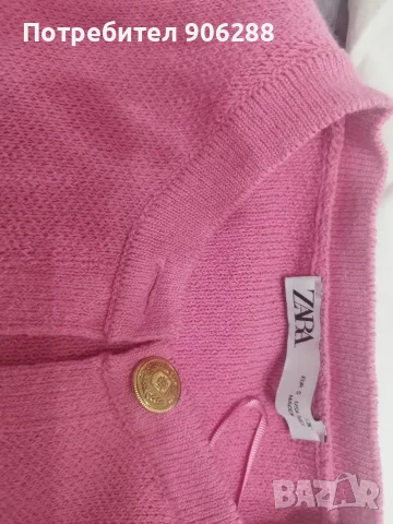 Дамска розова жилетка ZARA със златни копчета, размер S, снимка 3 - Жилетки - 55512721