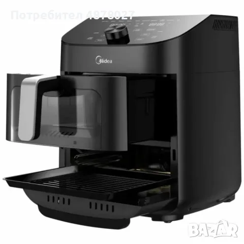 Еър Фрайър 2 в 1 - 11L - Midea MAD1100DADK - С две зони за готвене, 10 програми и 360° циркулация на, снимка 8 - Фритюрници - 55513640