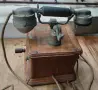 Стар дървен френски телефон с манивела 1910 год., снимка 1