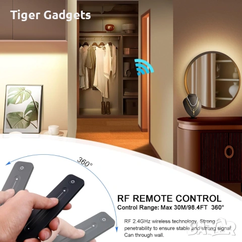 JOYLIT LED димер с дистанционно DC 5–36V 8A безжичен RF контрол за LED лента, снимка 3 - Други - 54219493