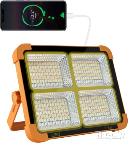 Соларен LED прожектор за външно осветление с USB зареждане, снимка 2 - Соларни лампи - 55217011