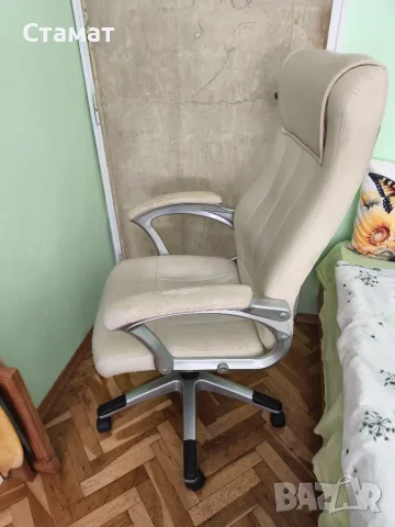 Кожен Геймърски офис стол бял, снимка 10 - Столове - 55644215