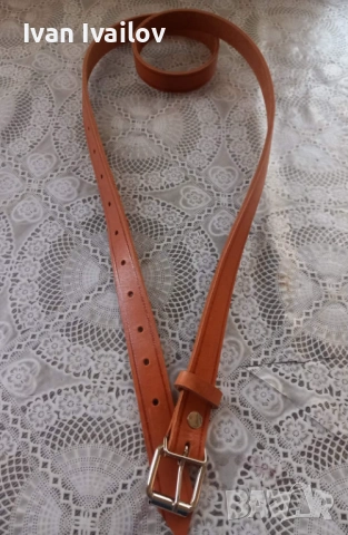 Фин мъжки колан (2.5 см) – ЕСТЕСТВЕНА КОЖА – Цвят Керемида, снимка 4 - Колани - 54131580