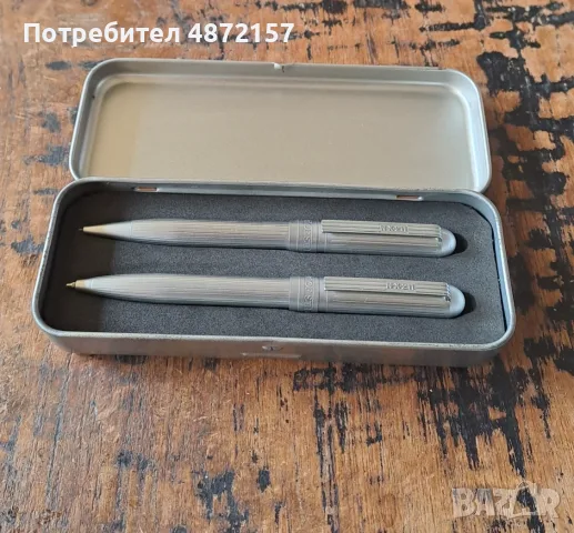 химикалка и молив Spirit of St. Louis метални масивни в метална кутия, снимка 2 - Колекции - 55579324
