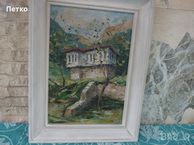 Стара картина 39 / 30 см, снимка 3 - Антикварни и старинни предмети - 54985621