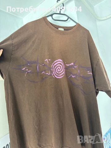 Кафява рисувана тениска, снимка 2 - Тениски - 54084164