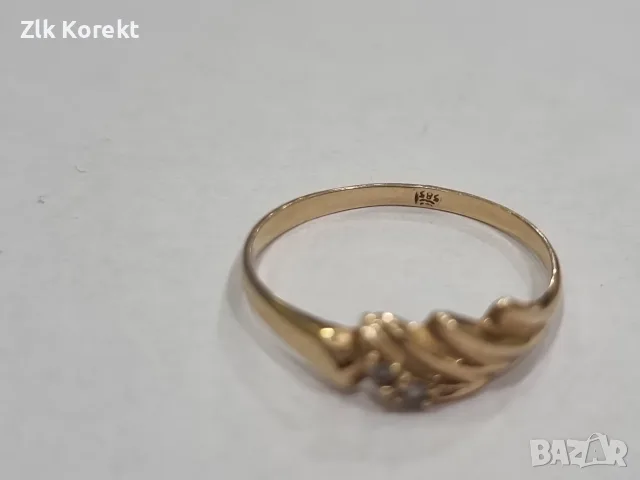 Дамски златен пръстен с ковани камъни, снимка 3 - Пръстени - 55492854
