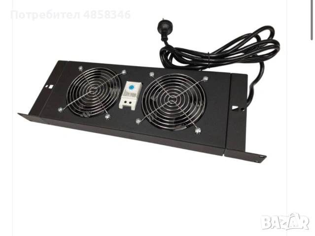Server Cabinet Fan Kit 2-Unit Integrated-Thermostat Matt-Black B&R Enclosures Black B&R Enclosures