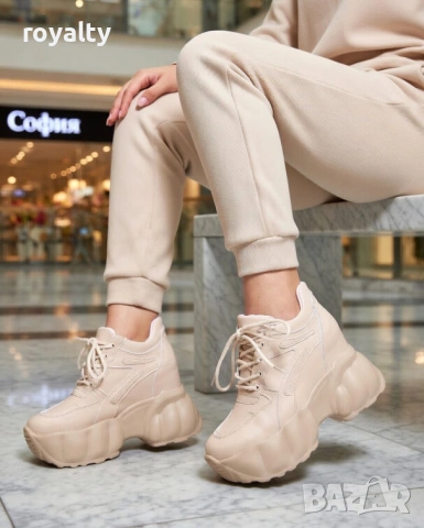 Кецове на платформа - бежова кожа, снимка 4 - Кецове - 54028908