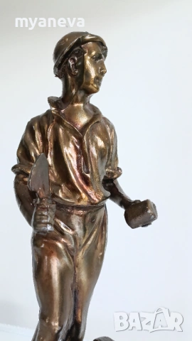 "Колхозник", бронзова, стара статуетка от СССР. , снимка 7 - Статуетки - 54183906