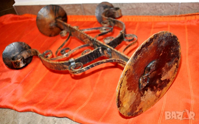 Винтидж кован меден свещник, снимка 10 - Антикварни и старинни предмети - 54342873