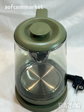 Стилна стъклена кана за вода Livoo DOD216V – 1.7L, LED осветление (Зелена), снимка 5 - Кани - 54476717