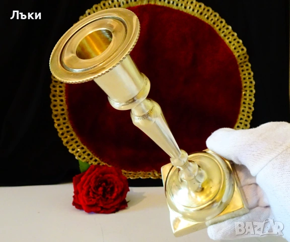 Викториански бронзов свещник 340 гр. , снимка 3 - Антикварни и старинни предмети - 54988851
