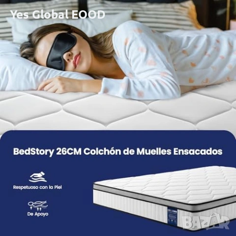 Матрак BedStory 135x190x25см Pocket Spring, снимка 4 - Матраци - 54440414