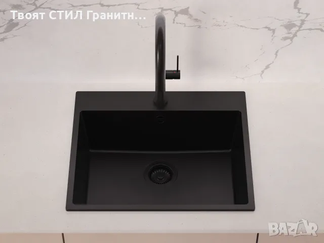 К-т Мивка Рига 60 със Смесител Flex 6020 и Класически сифон Дозатор Аксесоари Промо Черна  -28% Ново, снимка 3 - Мивки - 55431325