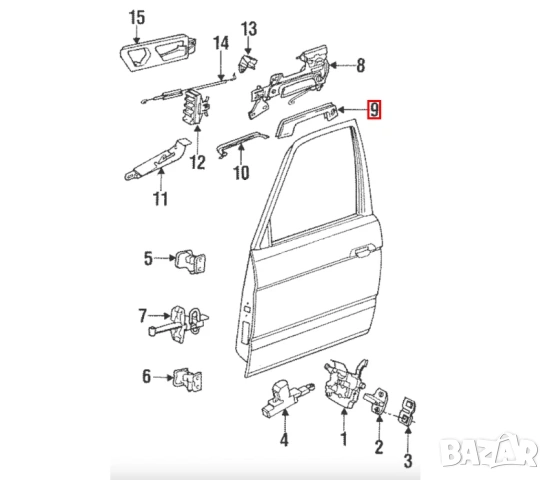 BMW E32 E34 E36 Външни капачки за дръжки на врати комплект черни 51211938286, снимка 7 - Части - 54063111
