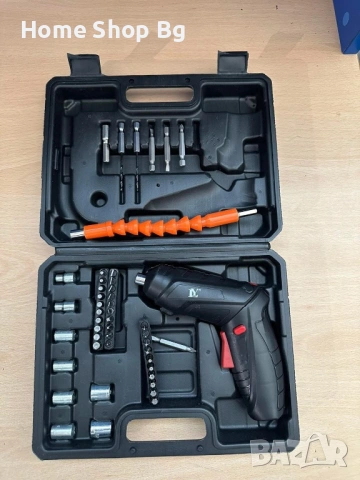 Акумулаторна Отвертка 4V с Богат Комплект в Куфар – USB Зареждане