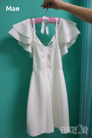 Бяла рокля Lorreti, размер S + колан Lorreti, снимка 3 - Рокли - 53983407