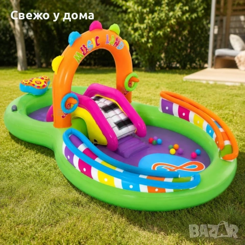 Надуваем детски воден парк с пързалка, фонтан и музикални игри – 295 x 190 x 137 см